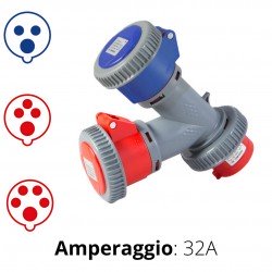 MOLTIPLICATORE 38O/220V 2 USCITE SPINA 3P+N+T IP67