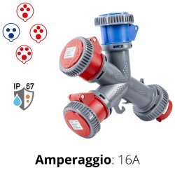 MOLTIPLICATORE 38O/220V 3 USCITE SPINA 3P+N+T IP67