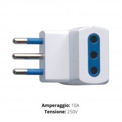 ADATTATORE TRIPLO SPINA 10A 3 PRESE 10A 2P+T