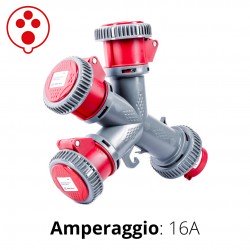 ADATTATORE INDUSTRIALE CEE TRIPLO ROSSO 380V IP67