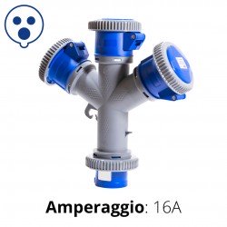 ADATTATORE INDUSTRIALE CEE TRIPLO BLU IP67