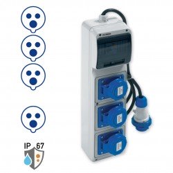 QUADRETTO ELETTRICO DI DISTRIBUZIONE PORTATILE 3 PRESE CEE BLU IP.67